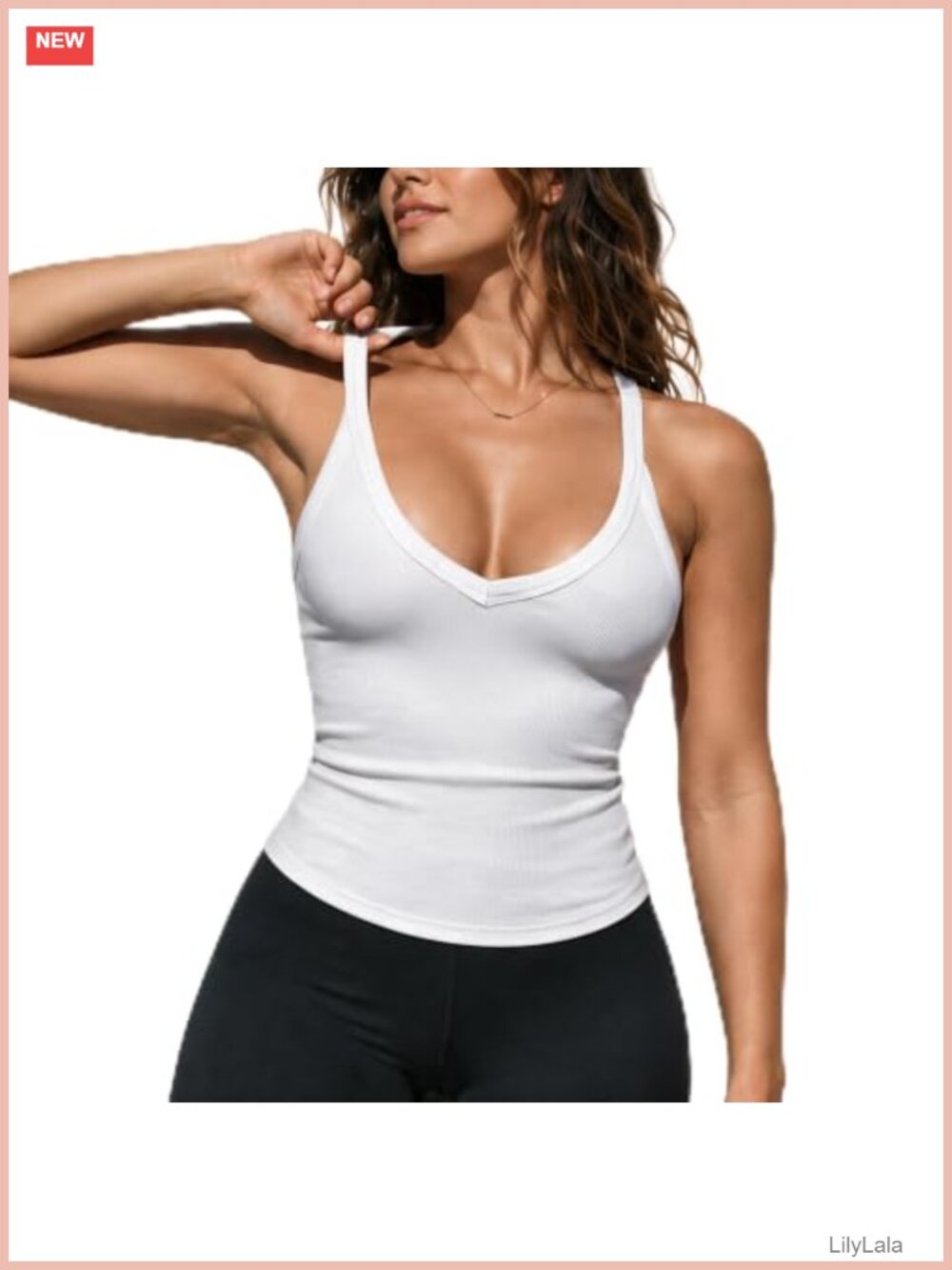 Ribbed V-Neck Spaghetti Strap Tank Top Slim Fit Camisole